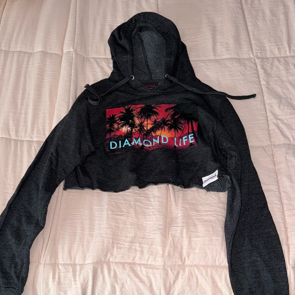 Diamond Cropped Hoodie